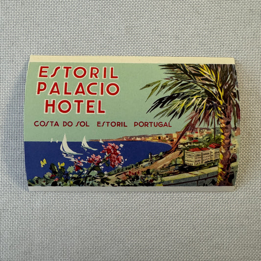 Vintage Hotel Travel Luggage Label Estoril Palacio Hotel Estoril Portugal