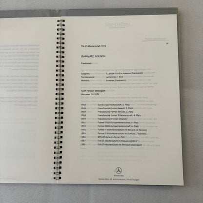 1998 Mercedes CLK GTR GT Racing Press Kit Photos Mark Webber Driver GERMAN