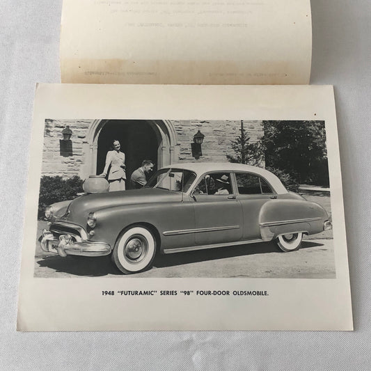 1948 Oldsmobile Series 98 Futuramic Sedan Factory Press Photo Photograph