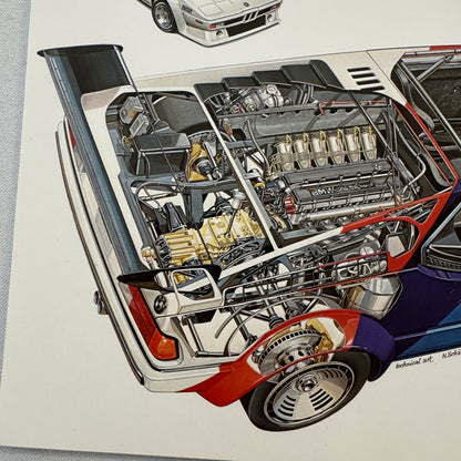 BMW M1 Racing Car Cutaway Illustration Mini Poster
