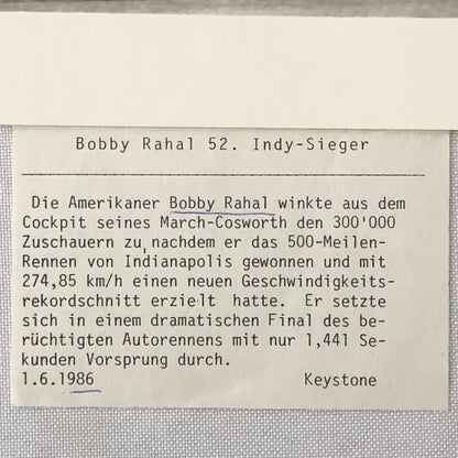 Vintage Indy Indianapolis Racing Photo Photograph Bobby Rahal 1986