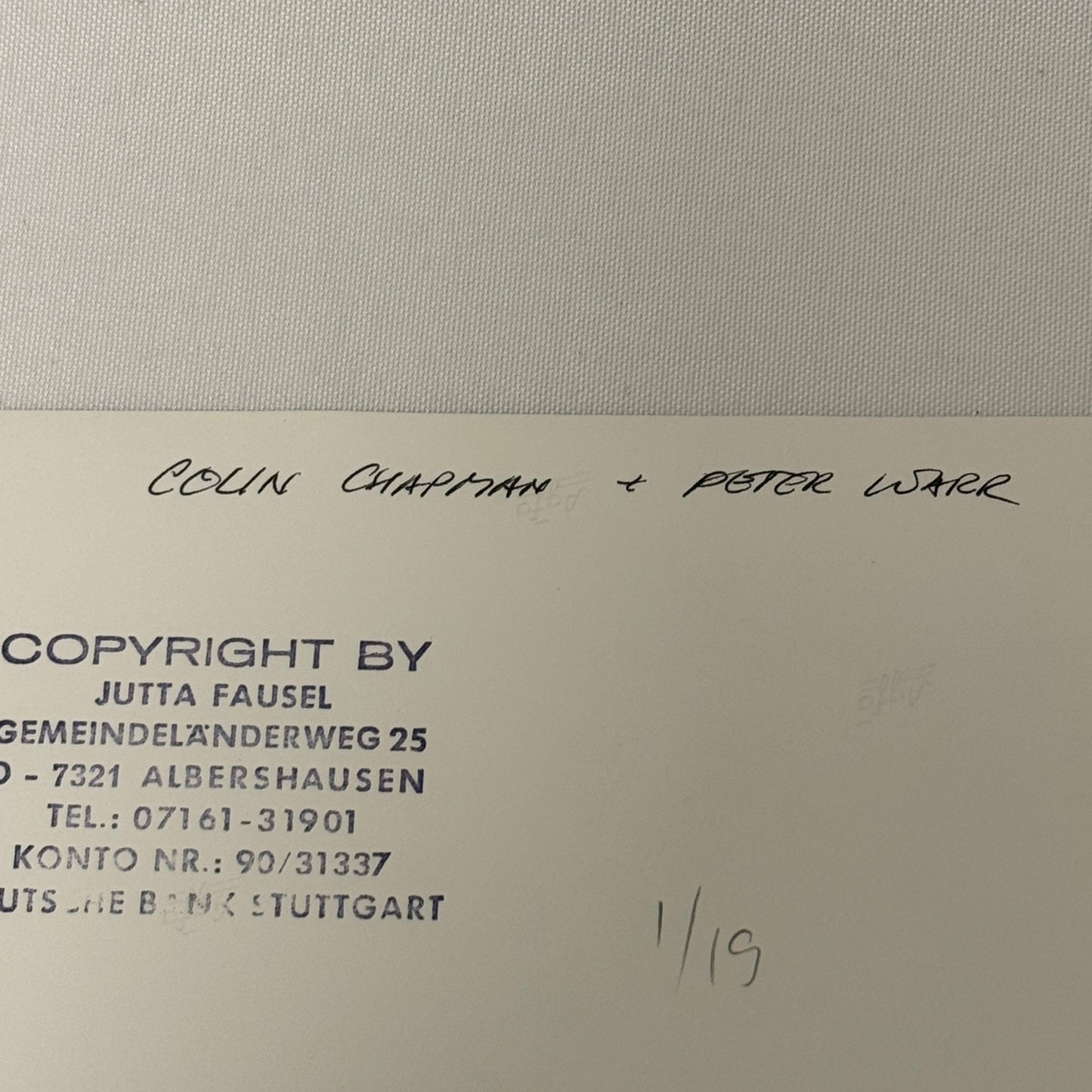 Vintage Racing Photo 1972 German Grand Prix Colin Chapman Peter Warr Motorsport