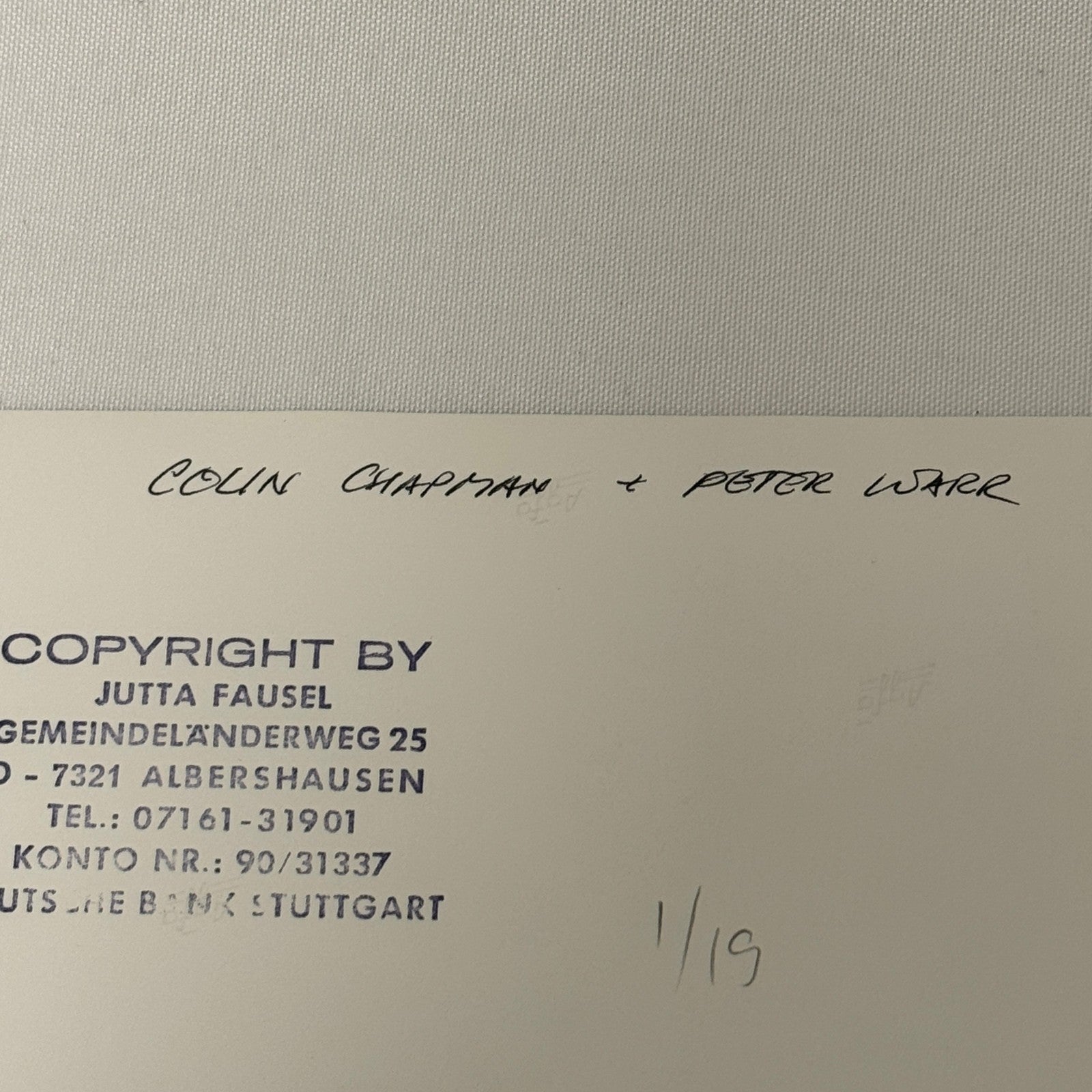 Vintage Racing Photo 1972 German Grand Prix Colin Chapman Peter Warr Motorsport