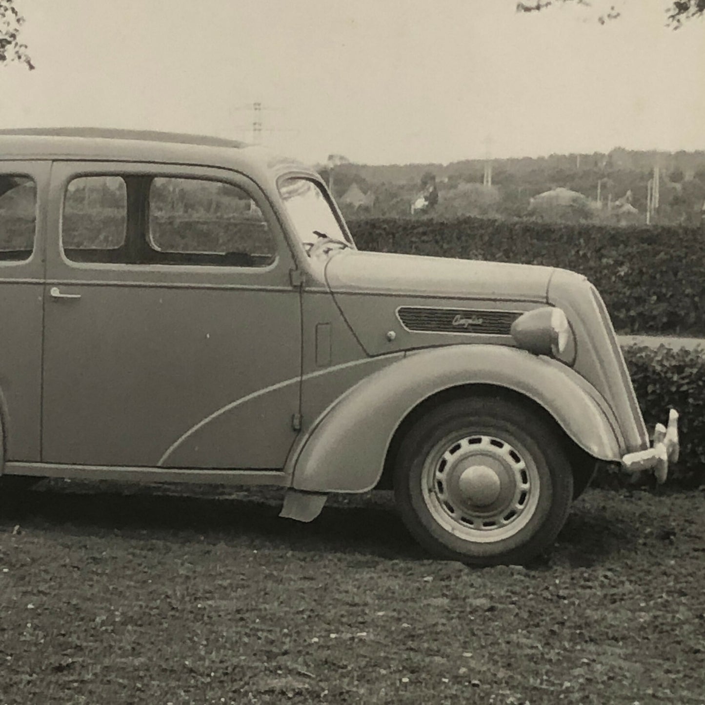 Vintage Ford Anglia Car with Trailer Photo Photograph Lot of 2 - Denmark ?