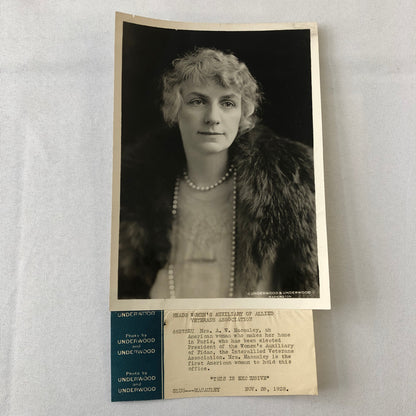 Press Photo Photograph Womens Auxiliary Veterans Association President 1928
