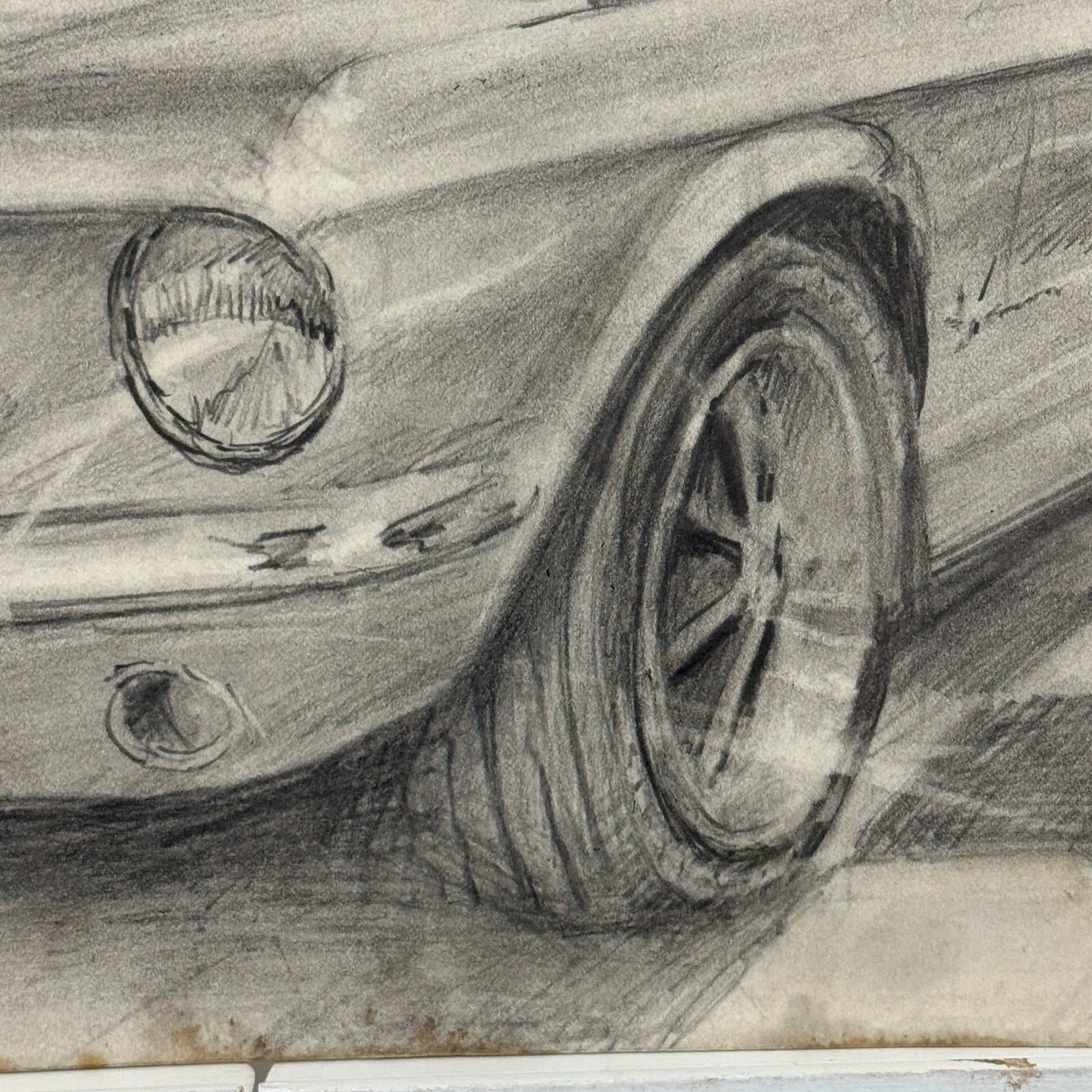 Ford Mustang Vintage Car Illustration Drawing Sketch Original Art Signed