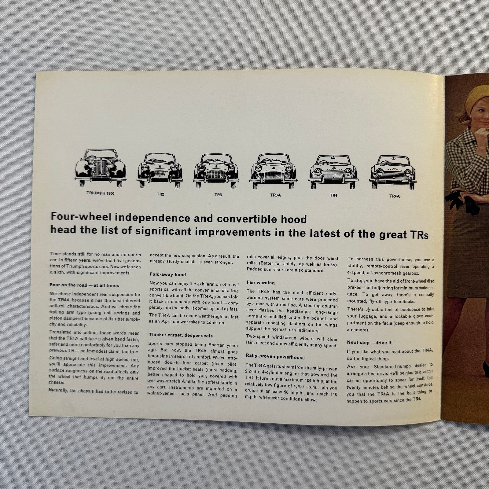 Triumph TR4A Sports Car Roadster Sales Brochure Catalog Advertising TR4 A