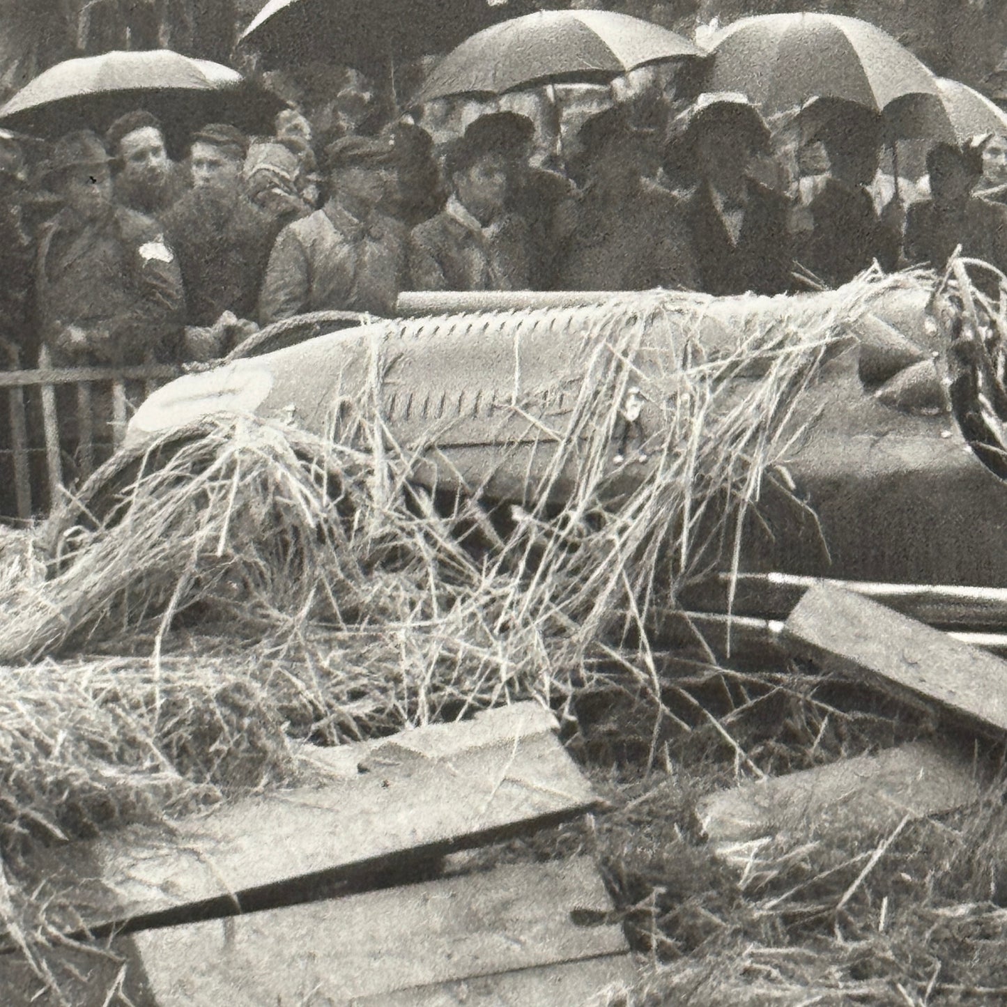 Racing Car Crash Wreck Photo Photograph 1951 Swiss Grand Prix Talbot T26 Modern