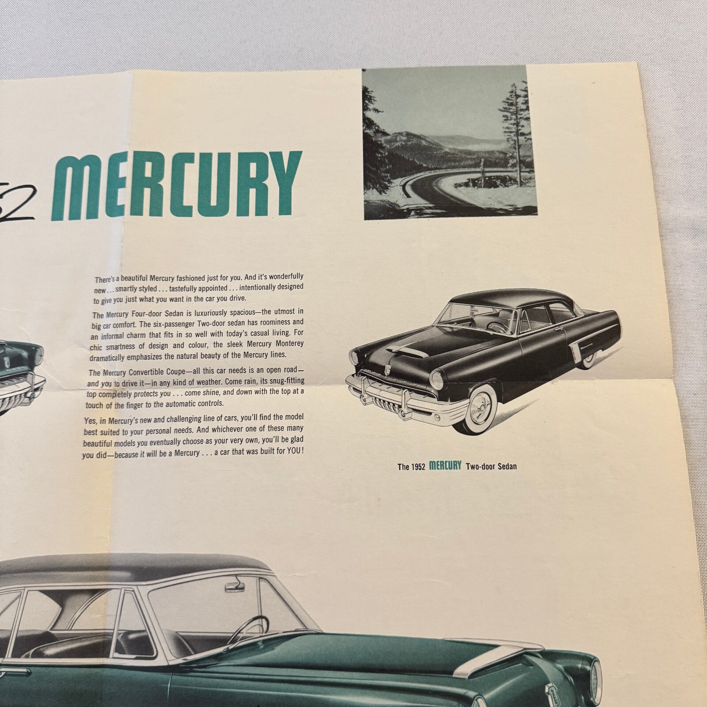 1952 Mercury Car Sales Brochure Catalog Mercury Monterey Convertible Coupe
