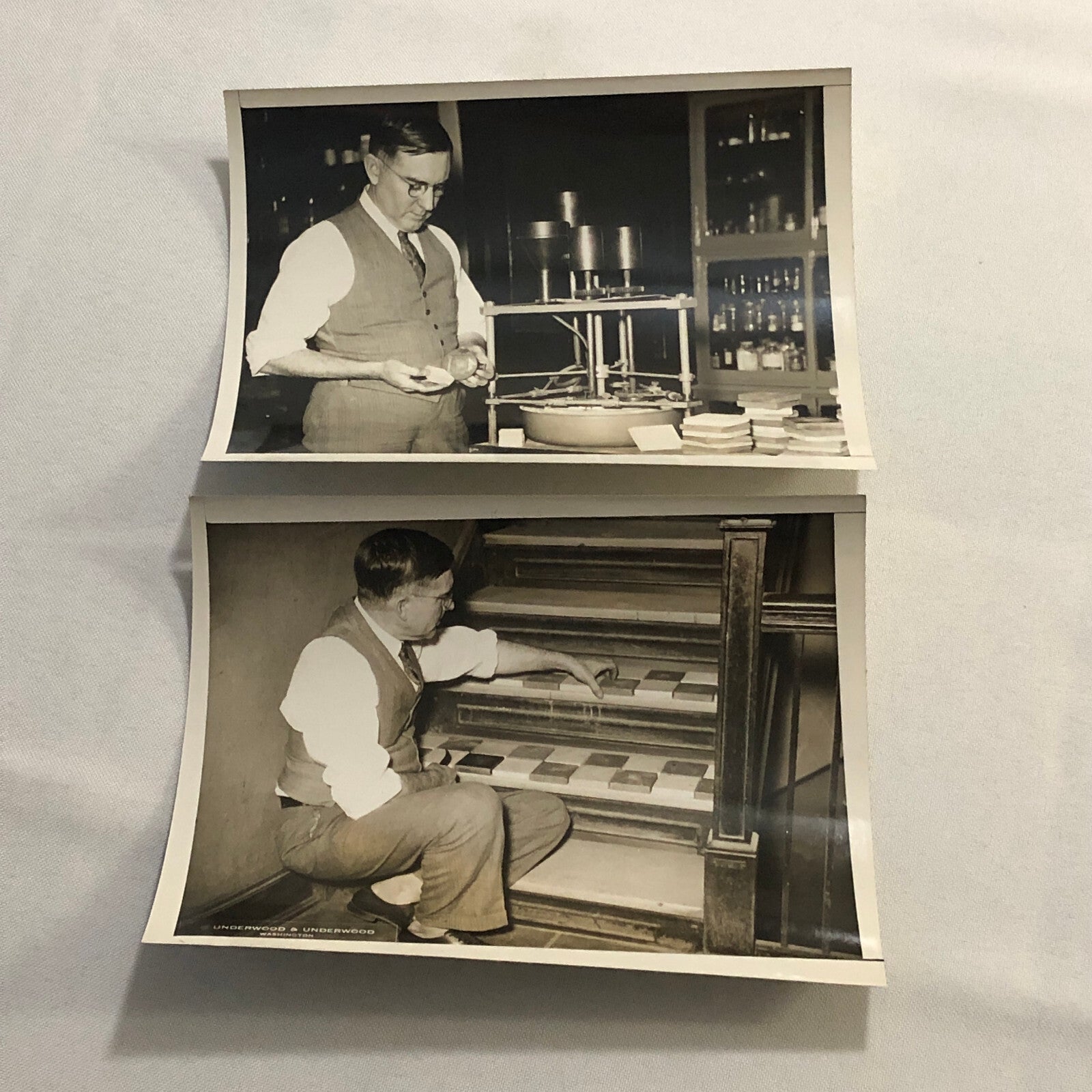 Press Photo Photograph Lot Man Making and Installing Tiles 1930s Underwood Photo