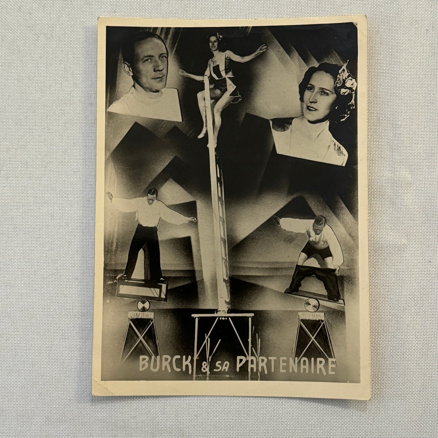 Vintage Circus Acrobat Balancing Act Photo Photograph Burck and Partner FRENCH