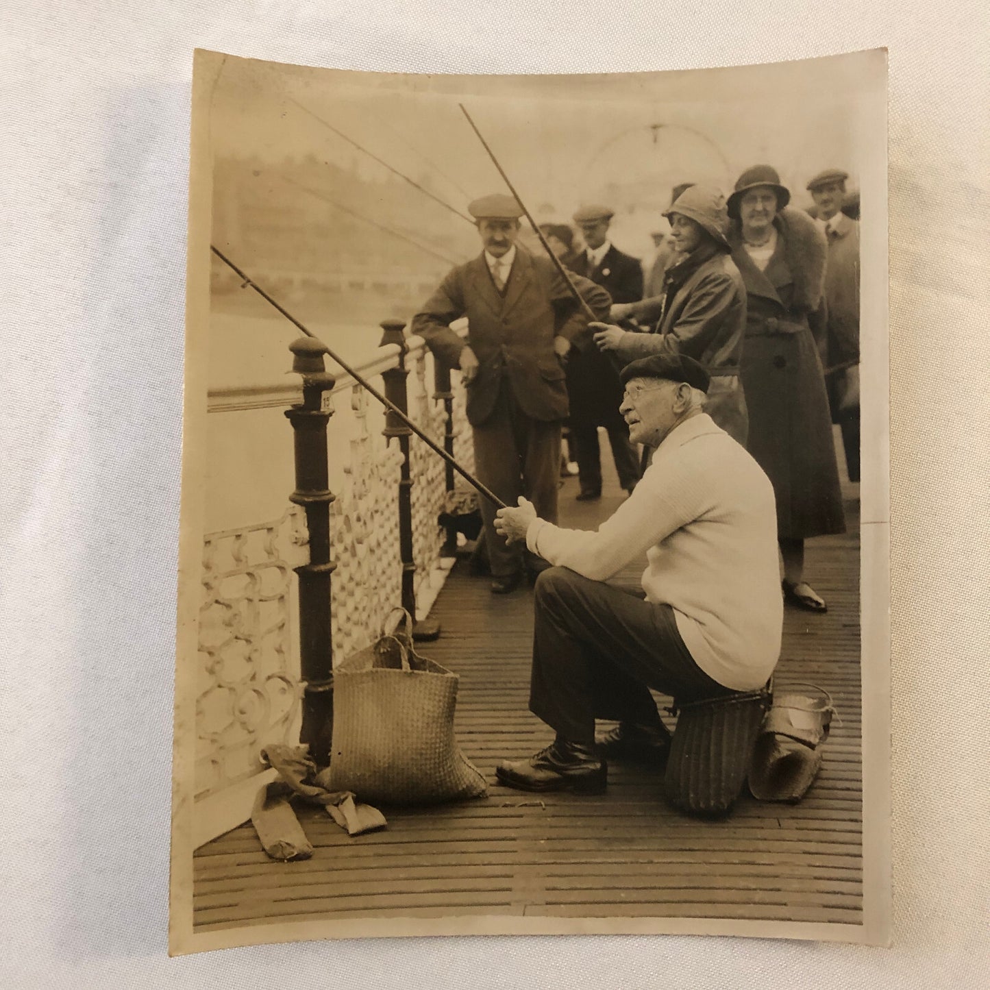 Vintage Press Photo Photograph Mayor at Angling Angler Fishing Festival 1933 UK