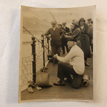 Vintage Press Photo Photograph Mayor at Angling Angler Fishing Festival 1933 UK
