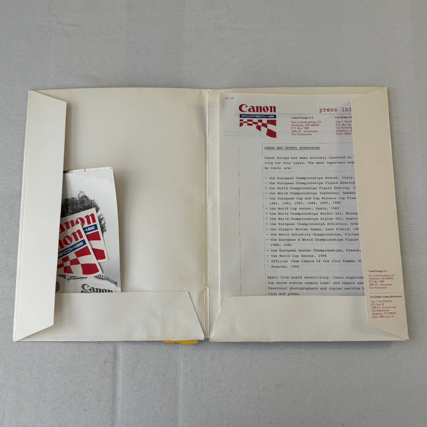 1984 Canon Porsche Racing Press Kit Photos Jan Lammers Jonathan Palmer