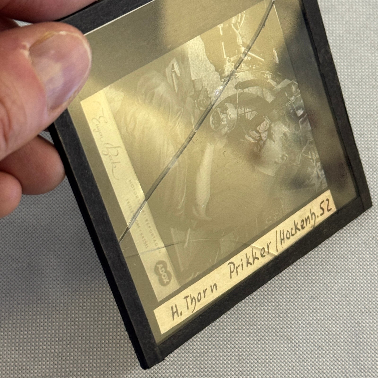 Antique Glass Plate Lantern Slide Motorcycle Sidecar Racing Hein Thorn Prikker