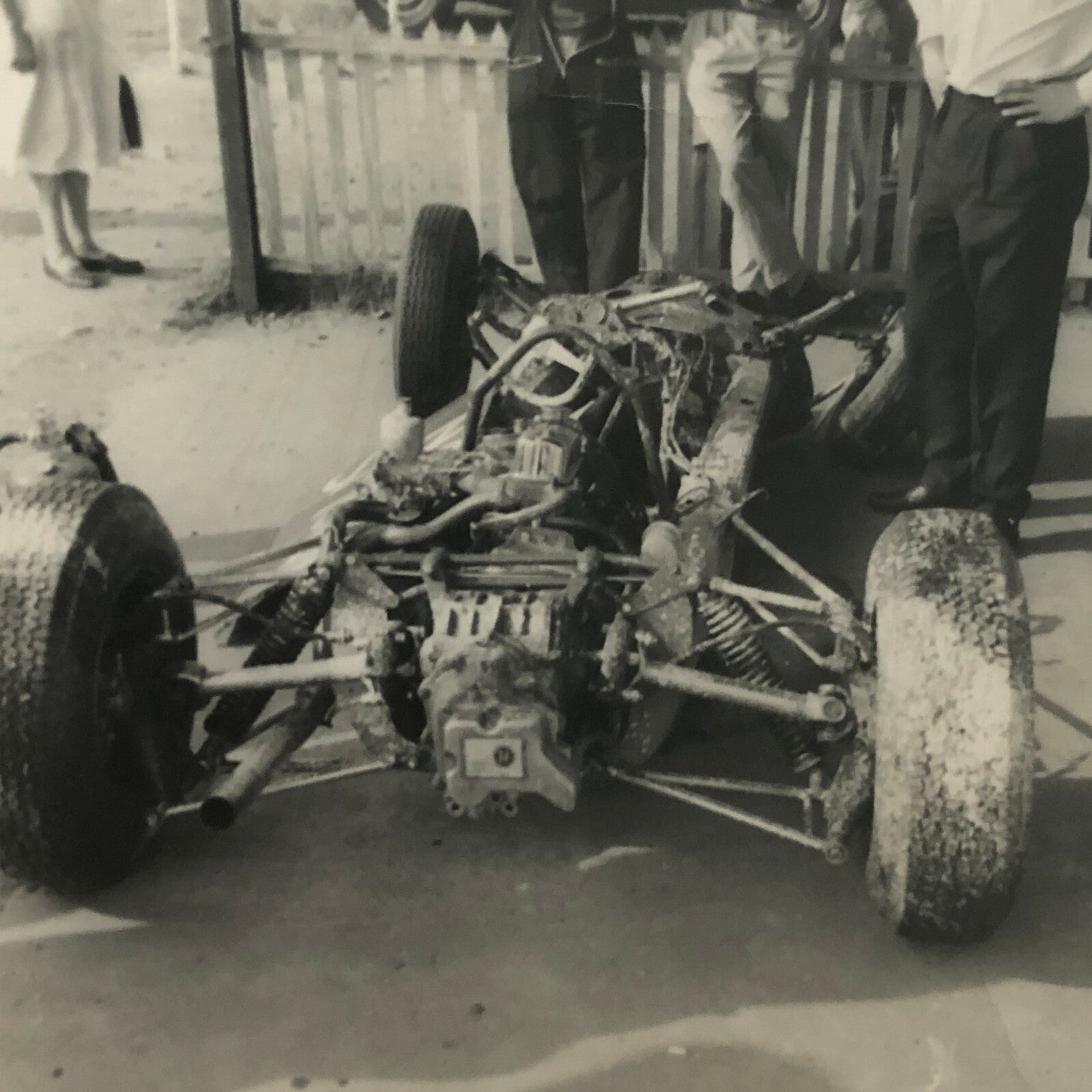Vintage Racing Car Photo Photograph Print - Wrecked Car
