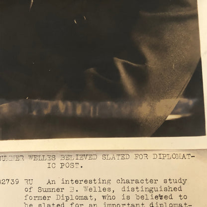 Press Photograph Photo Diplomat Sumner B Welles Portrait President Roosevelt
