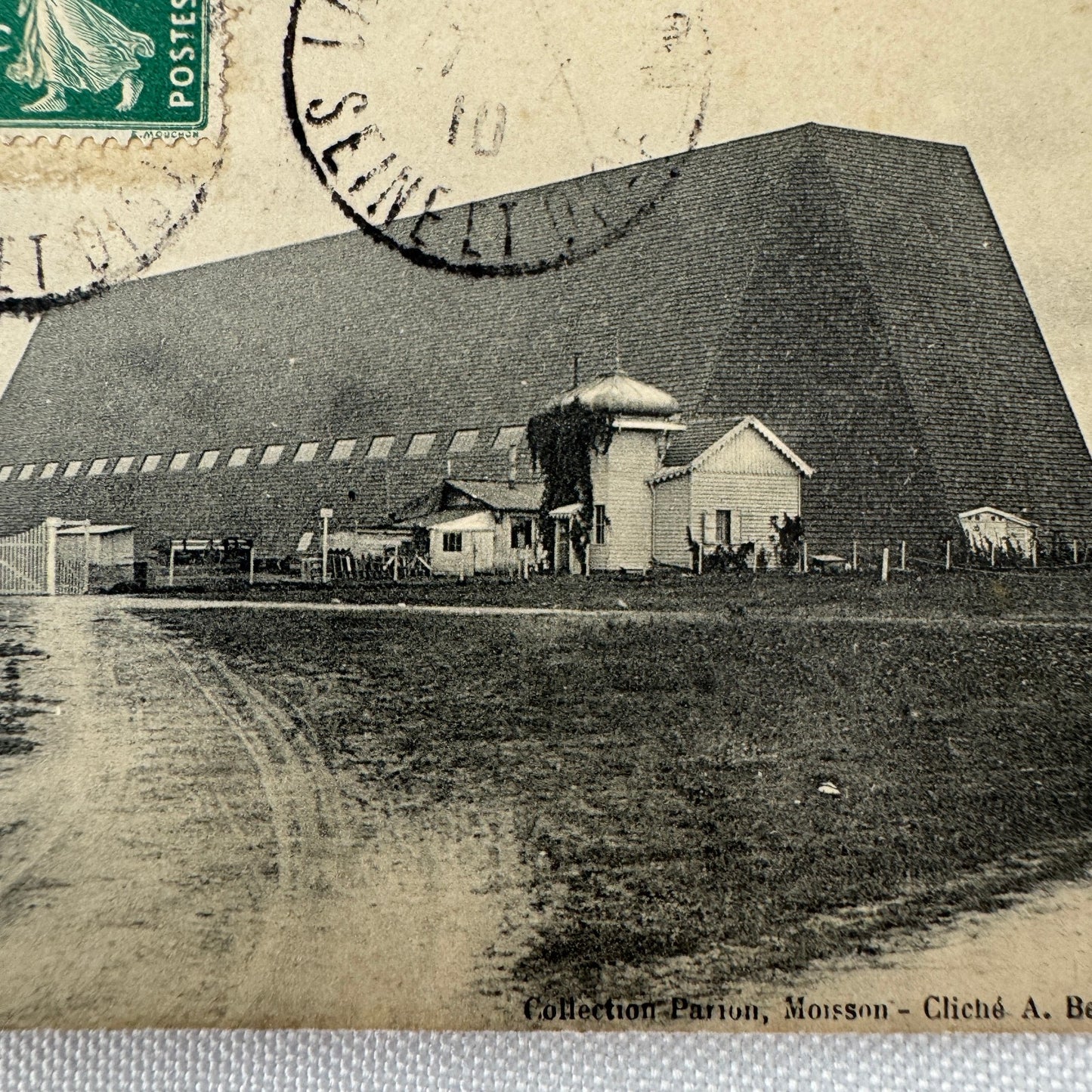 Vintage Zeppelin Airship Dirigible Hangar Building Postcard Post Card French