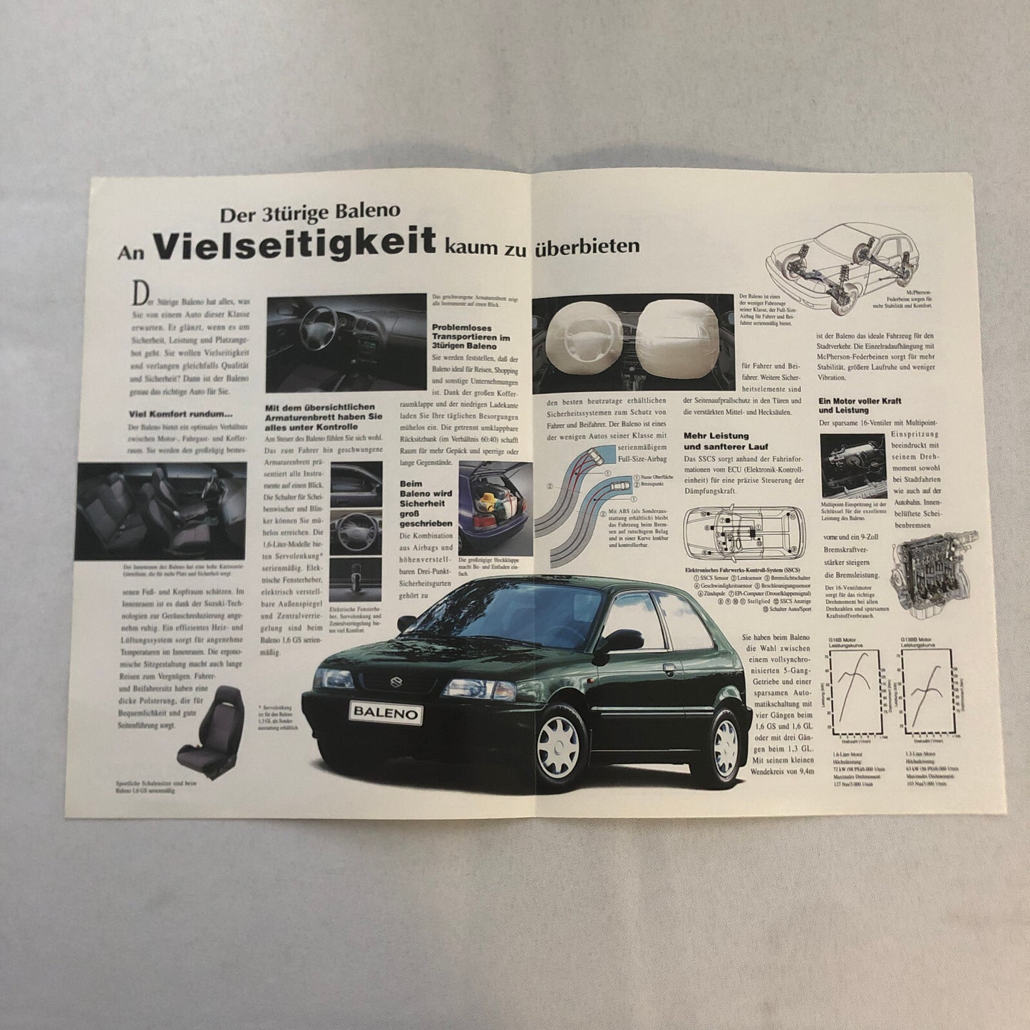 Suzuki Baleno Hatchback Car Sales Brochure Catalog 1.3 1.6 GL GS GERMAN TEXT