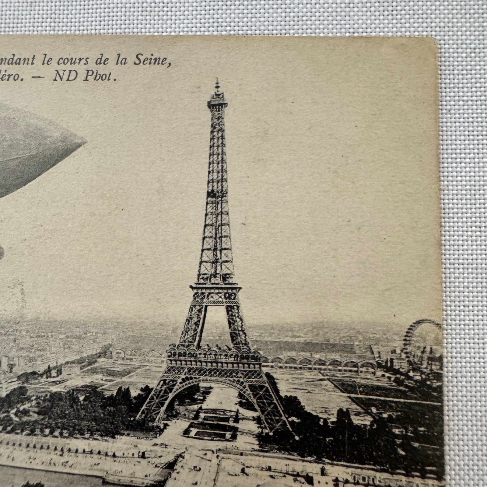 Vintage Zeppelin Airship Dirigible Postcard French Paris Eiffel Tower 1909