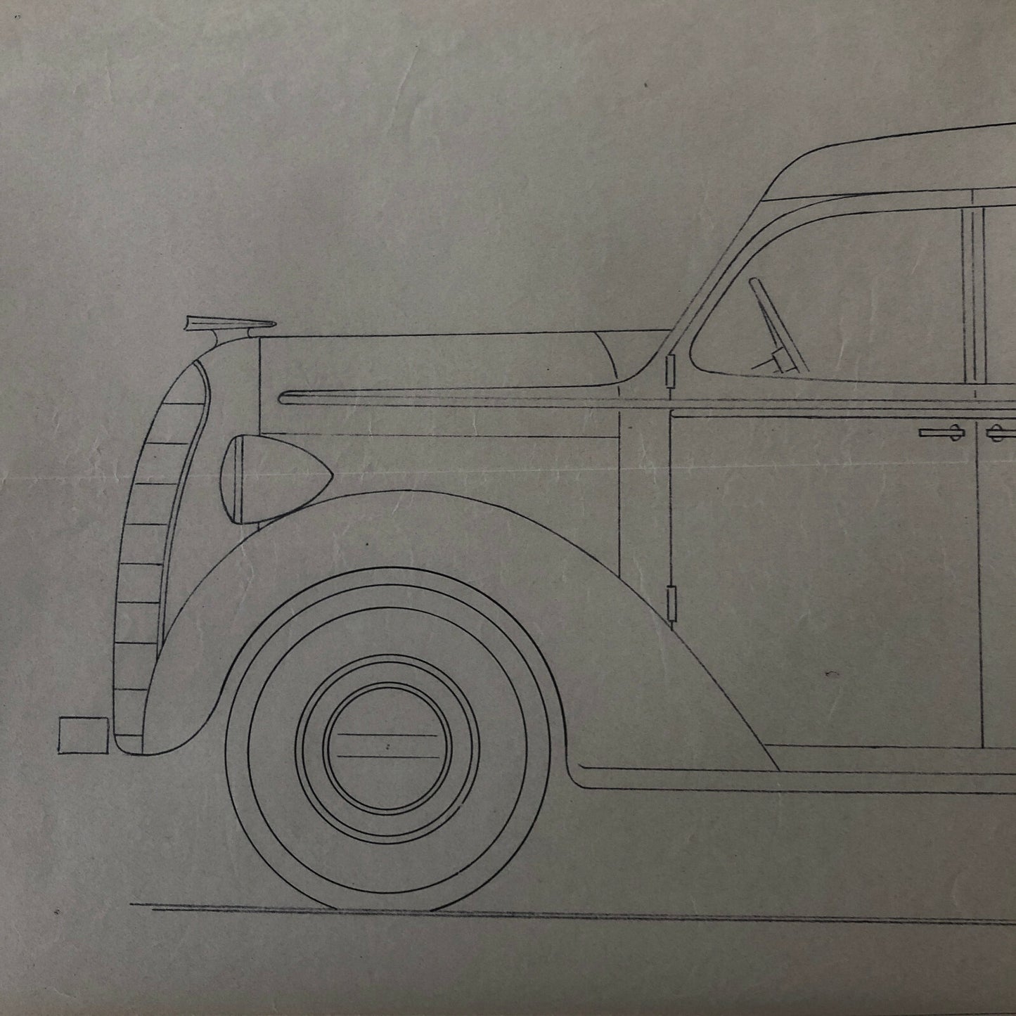1937 Coachbuilder Car Design Blueprint Rendering Blue Print 6 Door Limousine 