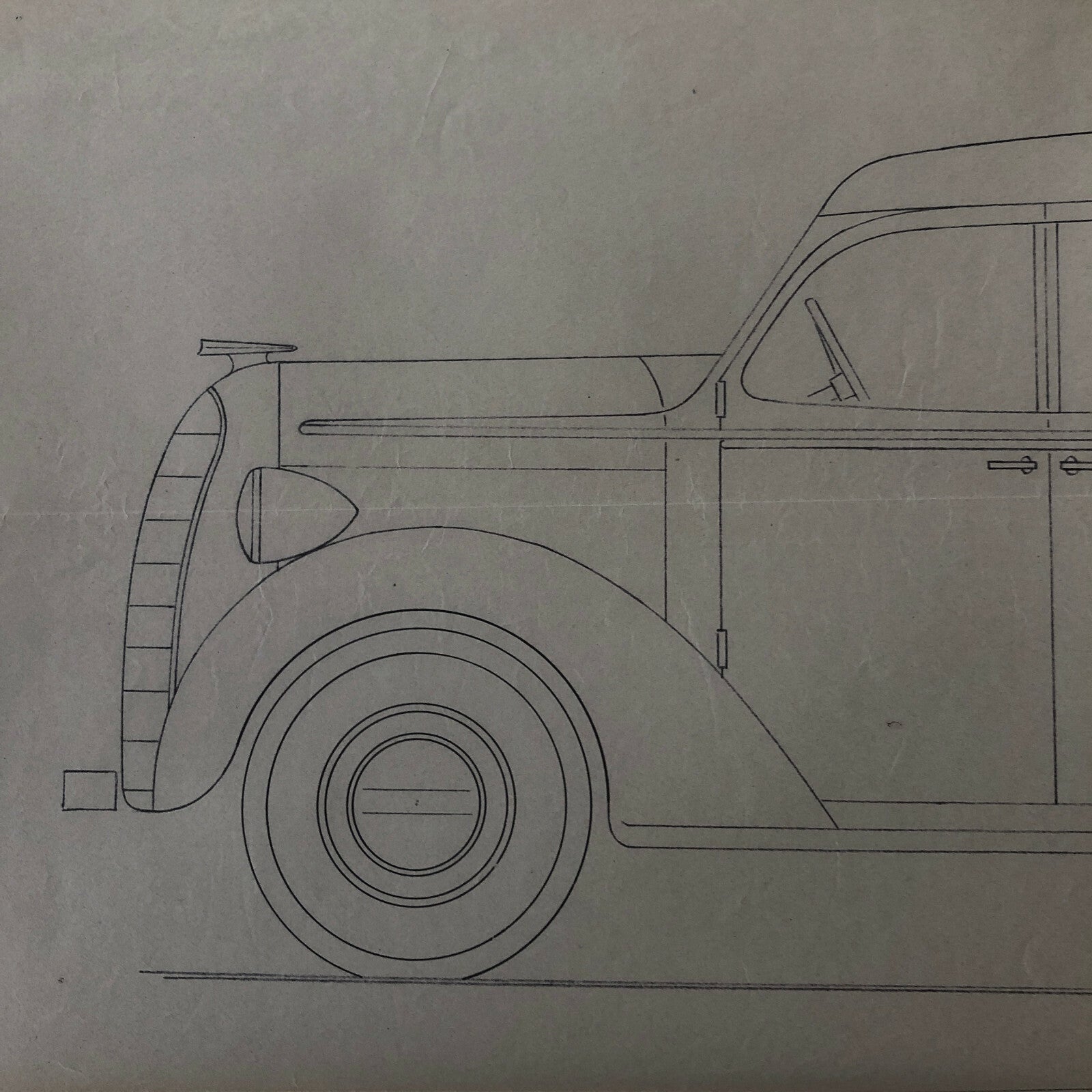1937 Coachbuilder Car Design Blueprint Rendering Blue Print 6 Door Limousine 
