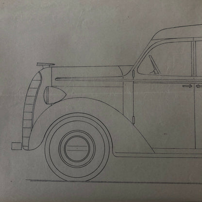 1937 Coachbuilder Car Design Blueprint Rendering Blue Print 6 Door Limousine 