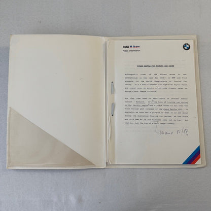 1987 BMW Motorsport John Player Special Racing Team Press Kit Brochure Photos