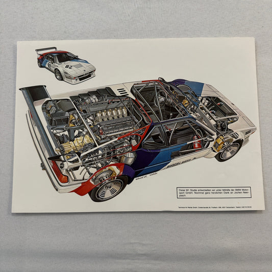 BMW M1 Racing Car Cutaway Illustration Mini Poster