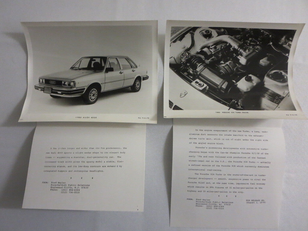1980 Porsche & Audi Press Kit Brochure w/ Photos 911 928 924 Turbo 4000 5000 +