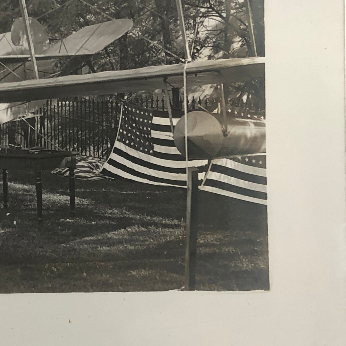 Antique Glass Plate Lantern Slide Men Flying Boat Airplane Aircraft Aviator