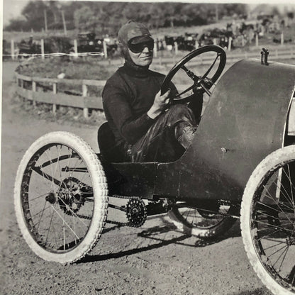 Vintage Early Antique Racing Car with Driver Photo Photograph - Modern Print 