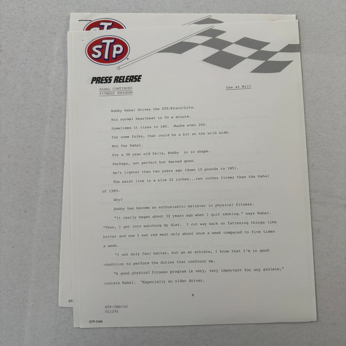 STP Racing Bobby Rahal Kraco Chevy Chevrolet CART PPG Racing Press Kit Brochure