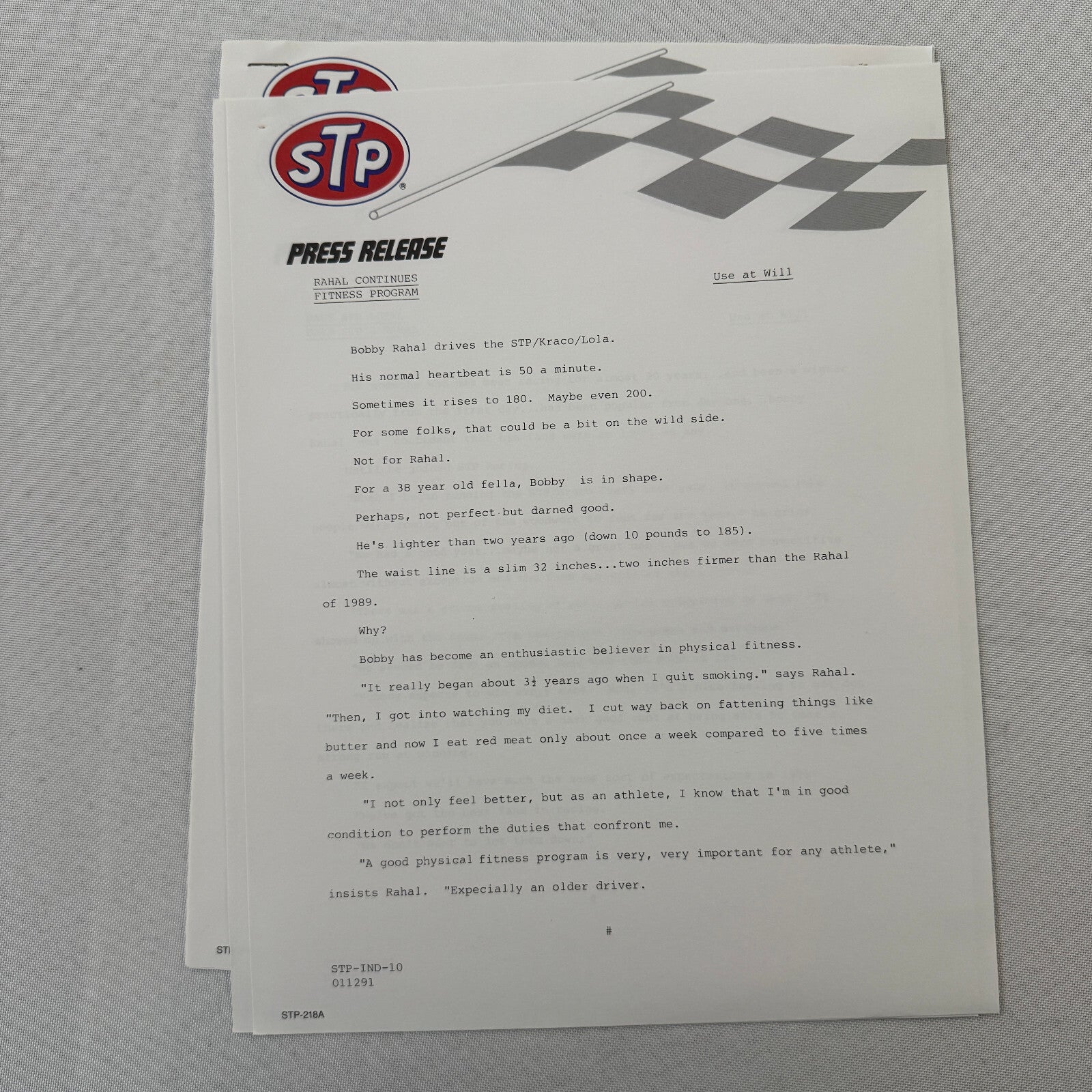 STP Racing Bobby Rahal Kraco Chevy Chevrolet CART PPG Racing Press Kit Brochure