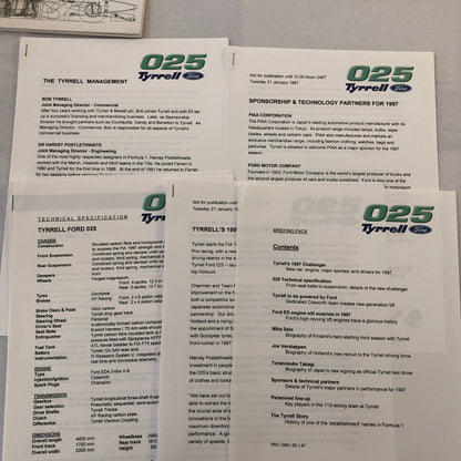 1997 Tyrrell Ford 025 Racing Car Team Press Kit Photos Mika Salo
