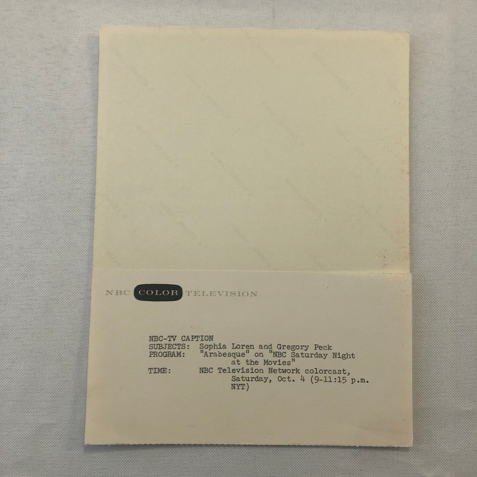 Sophia Loren Gregory Peck Arabesque NBC Television Movie Press Photo Photograph