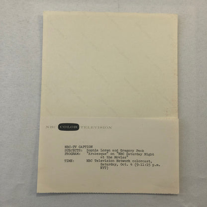 Sophia Loren Gregory Peck Arabesque NBC Television Movie Press Photo Photograph