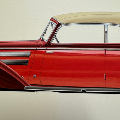 1939 Audi 920 Cabriolet Glaser Automobile Illustration Art Drawing Hand Drawn