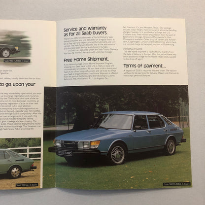 Vintage Saab Tourist Delivery  Sales Brochure Catalog 900 Turbo 900GL 900 EMS
