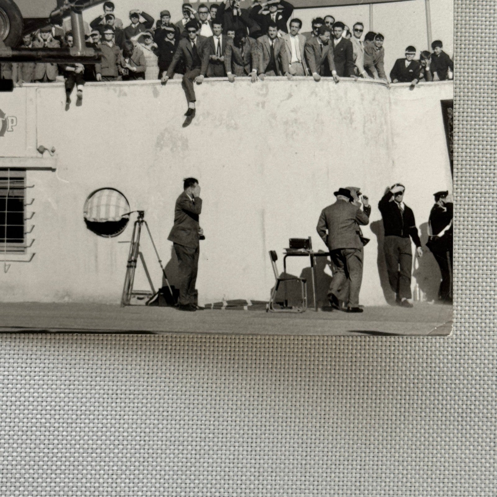 Juan Manuel Fangio in BP Helicopter At Italian Formula Junior Race Photo 1959