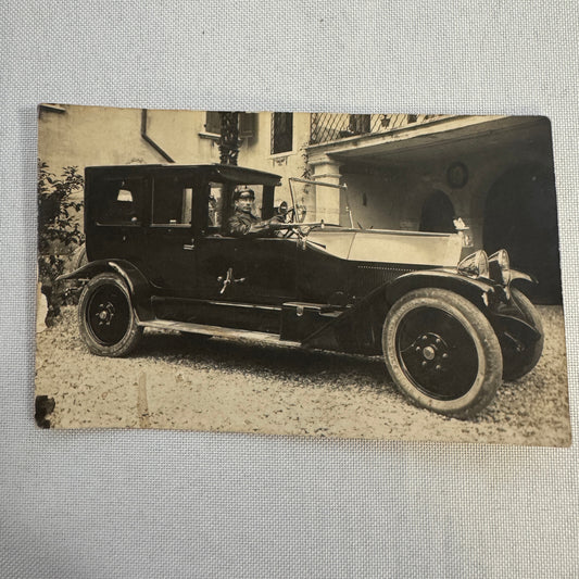 Vintage Postcard Post Card Real Photo Postcard RPPC Chauffeur Automobile Italian