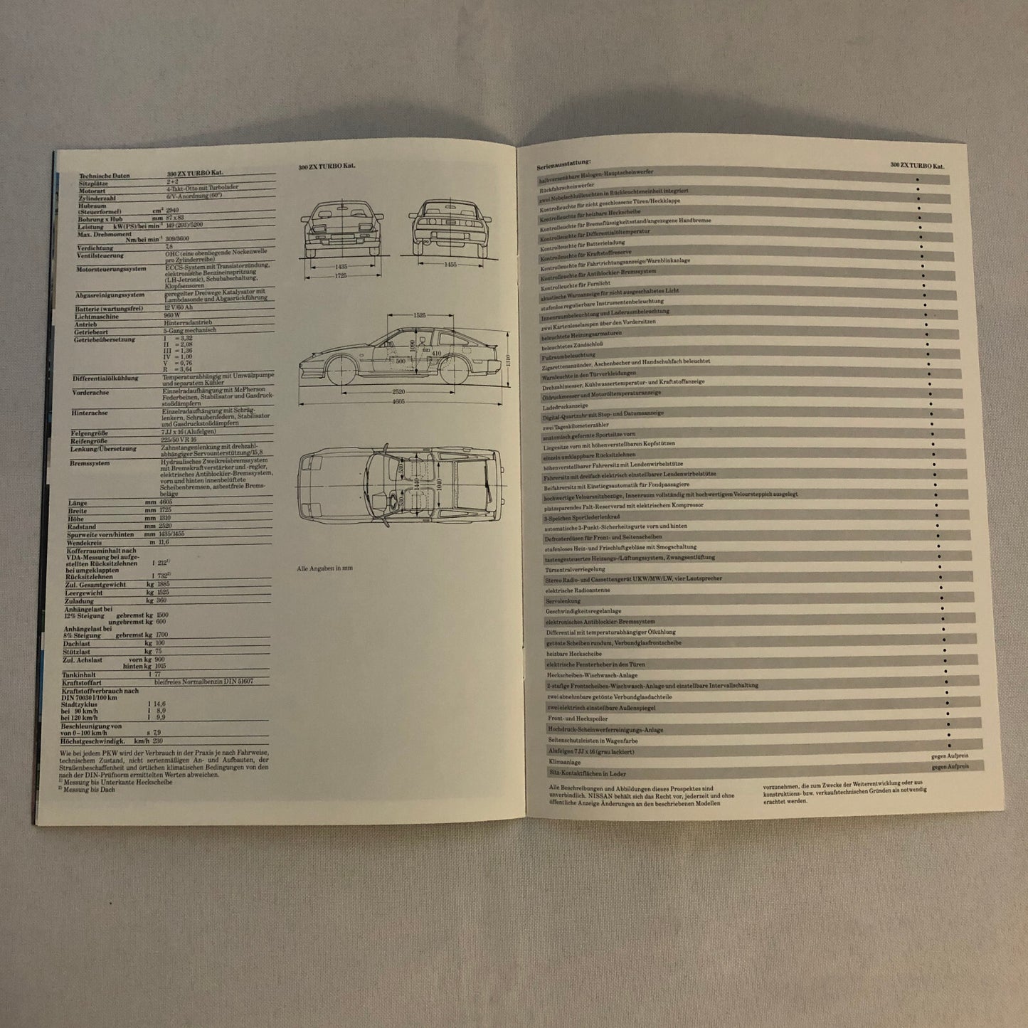 Vintage Nissan 300ZX Turbo Kat Sales Brochure Catalog GERMAN TEXT 300 ZX