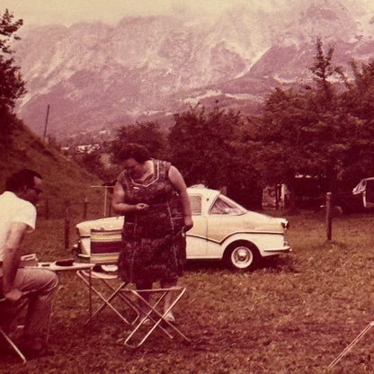 Micro Car at Camp Site Photo Photograph Print Vintage Snapshot Lot 3x Germany