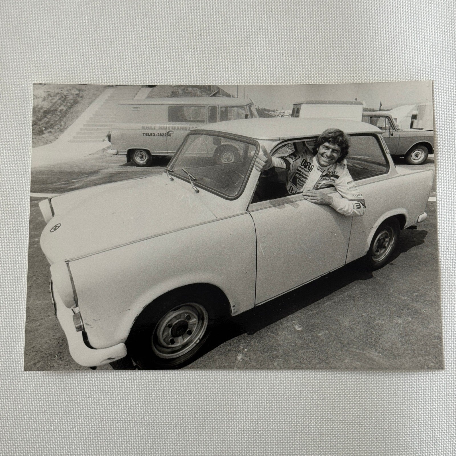Racing Driver Christian Danner in Trabant Car Photo Photograph Print