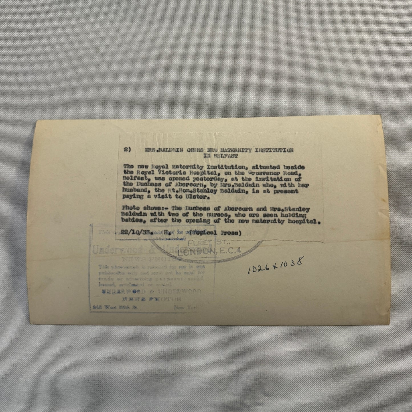 1933 Belfast Maternity Hospital Nurses Baby Press Photo Photograph UK