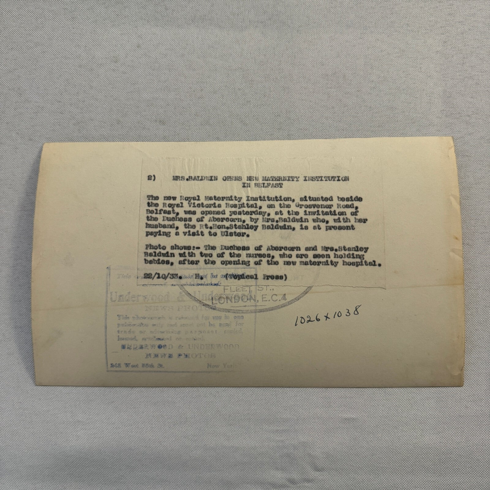 1933 Belfast Maternity Hospital Nurses Baby Press Photo Photograph UK