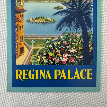 Vintage Hotel Travel Luggage Label Regina Palace Stresa Lago Maggiore Italy