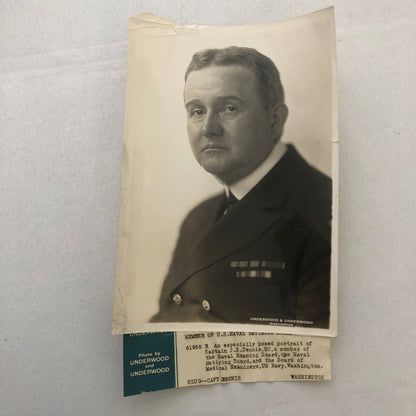 Military Navy Press Photo Photograph Naval Captain J.E. Dennis Underwood Photo