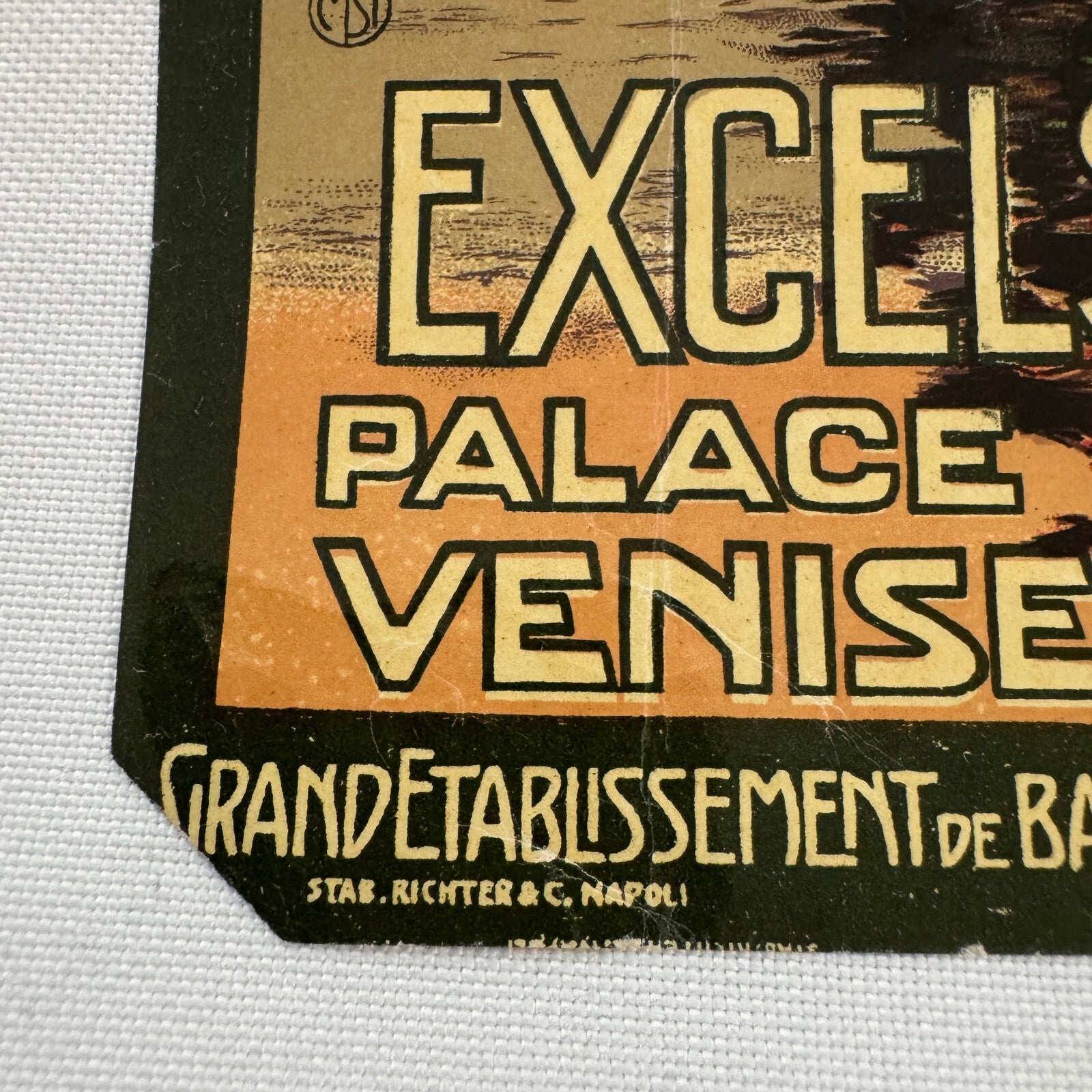 Vintage Travel Luggage Label Excelsior Palace Hotel Venise Lido Italy Italian