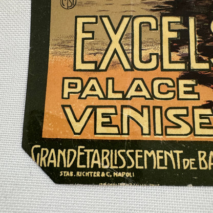 Vintage Travel Luggage Label Excelsior Palace Hotel Venise Lido Italy Italian